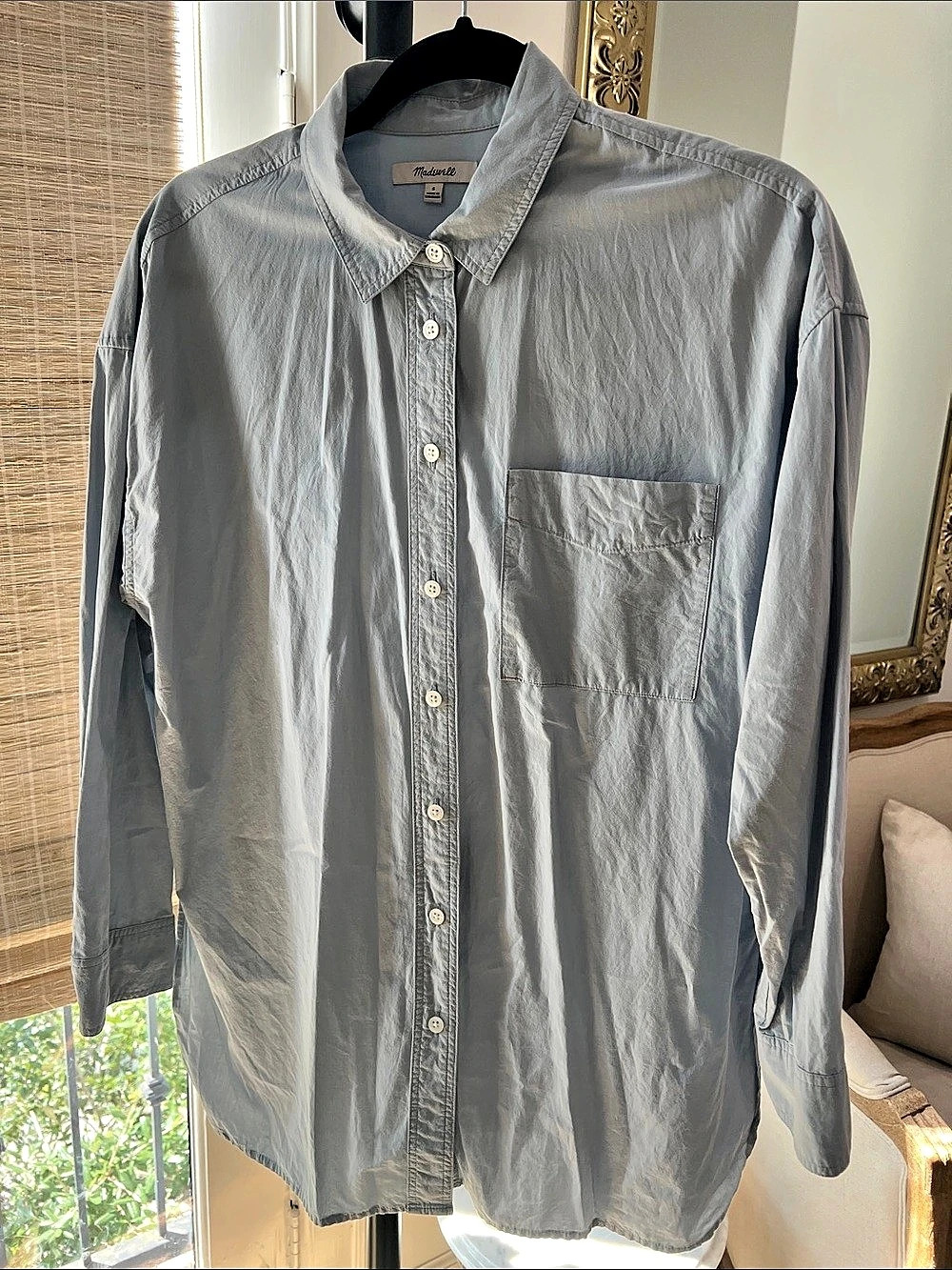 Madewell The Signature Poplin Oversized Shirt Blue Small